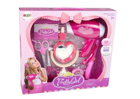 LEAN Toys Zestaw Fryzjerski Do Włosów Piękności Suszarka Na Baterie LEAN Toys Zestaw Fryzjerski Do Włosów Piękności Suszarka Na Baterie