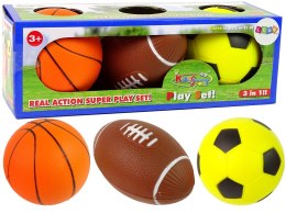 LEAN Toys Zestaw Miękkich Piłek Sportowych 3w1 Piłka Nożna Koszykówka