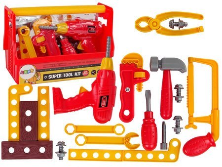 LEAN Toys Zestaw Narzędzi Skrzynka Młotek Kleszcze Czerwony LEAN Toys Zestaw Narzędzi Skrzynka Młotek Kleszcze Czerwony