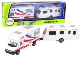 LEAN Toys Zestaw Pojazdów Kamper Przyczepa Kempingowa Metalowe Elementy
