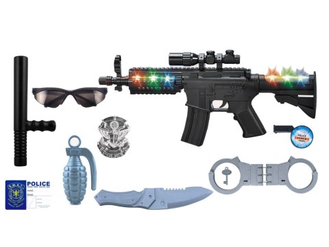 LEAN Toys Zestaw Policyjny Policjanta w Walizce Efekty Światło Dźwięk Karabin LEAN Toys Zestaw Policyjny Policjanta w Walizce Efekty Światło Dźwięk Karabin