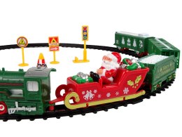 LEAN Toys Zestaw Świąteczny Kolejka Lokomotywa Tory Sanie Mikołaj Światła 260 cm Długości