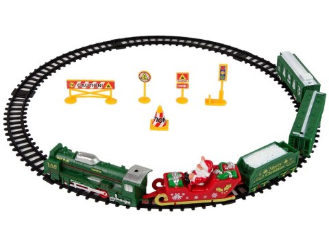 LEAN Toys Zestaw Świąteczny Kolejka Lokomotywa Tory Sanie Mikołaj Światła 260 cm Długości LEAN Toys Zestaw Świąteczny Kolejka Lokomotywa Tory Sanie Mikołaj Światła 260 cm Długości