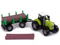 LEAN Toys Zielony Traktor Przyczepa Bale Drewna Farma Dźwięk