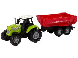 LEAN Toys Zielony Traktor z Czerwoną Przyczepką Dźwięk