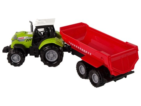 LEAN Toys Zielony Traktor z Czerwoną Przyczepką Dźwięk LEAN Toys Zielony Traktor z Czerwoną Przyczepką Dźwięk