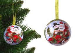 LEAN TOYS Świąteczna Bombka Metalowa Ozdoba Na Choinkę Mikołaj z Bałwanem Zielona