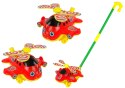 LEAN TOYS Wesoły Samolot Pchacz Kij Dzwonek Czerwony
