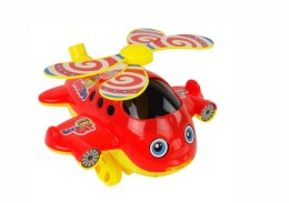 LEAN TOYS Wesoły Samolot Pchacz Kij Dzwonek Czerwony