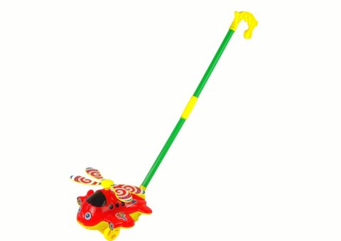 LEAN TOYS Wesoły Samolot Pchacz Kij Dzwonek Czerwony LEAN TOYS Wesoły Samolot Pchacz Kij Dzwonek Czerwony