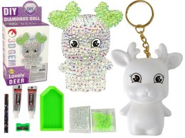 LEAN TOYS Zestaw DIY Diamentowy Renifer DIY Kryształki Brelok 3D Biały