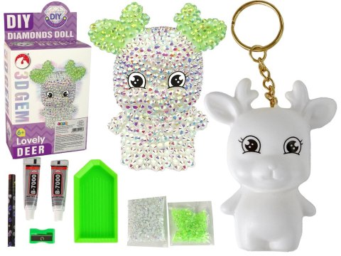 LEAN TOYS Zestaw DIY Diamentowy Renifer DIY Kryształki Brelok 3D Biały LEAN TOYS Zestaw DIY Diamentowy Renifer DIY Kryształki Brelok 3D Biały
