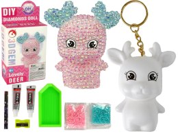 LEAN TOYS Zestaw Kreatywny DIY Diamentowy Renifer DIY Kryształki Brelok 3D Różowy