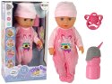LEAN Toys Lalka Bobas Siusia Dźwięk Smoczek Butelka Różowa Piżama