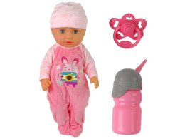 LEAN Toys Lalka Bobas Siusia Dźwięk Smoczek Butelka Różowa Piżama