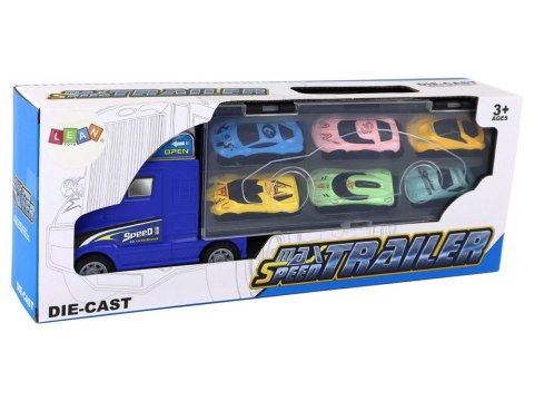 LEAN Toys Mega Auto Tir Laweta 6 Resoraków z Rampą Walizka Na Auta LEAN Toys Mega Auto Tir Laweta 6 Resoraków z Rampą Walizka Na Auta