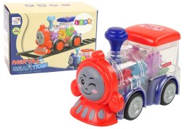 LEAN Toys Wesoła Lokomotywa Dla Malucha Napęd Frykcyjny Światła LED