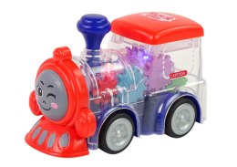 LEAN Toys Wesoła Lokomotywa Dla Malucha Napęd Frykcyjny Światła LED