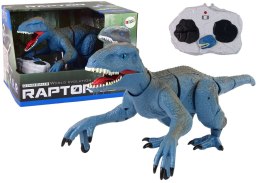 LEAN Toys Zdalnie Sterowany Dinozaur Velociraptor Dźwięk Odgłosy Ryczenia Niebieski