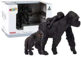 LEAN Toys Zestaw 2 Figurek Goryle Goryl z Młodymi Zwierzęta Świata
