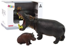 LEAN Toys Zestaw 2 Figurek Hipopotam z Młodym Zwierzęta Świata