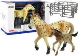 LEAN Toys Zestaw 2 Figurek Konie Zagroda Koń Źrebak Rasa Knabstrupper