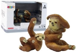 LEAN Toys Zestaw 2 Figurek Leniwce Leniwiec z Młodym Figurka Leniwiec