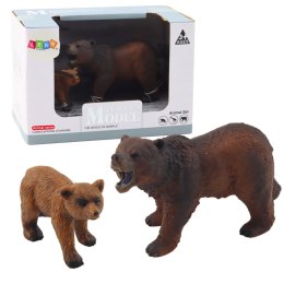 LEAN Toys Zestaw 2 Figurek Niedźwiedź Brunatny z Młodym