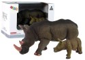 LEAN Toys Zestaw 2 Figurek Nosorożec z Młodym Nosorożce