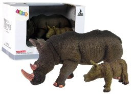 LEAN Toys Zestaw 2 Figurek Nosorożec z Młodym Nosorożce