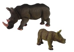 LEAN Toys Zestaw 2 Figurek Nosorożec z Młodym Nosorożce