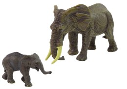 LEAN Toys Zestaw 2 Figurek Słonie Słoń i Słoniątko Zwierzęta Świata