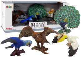 LEAN Toys Zestaw 4 Figurek Ptaki Świata Figurka Papuga Paw Pelikan