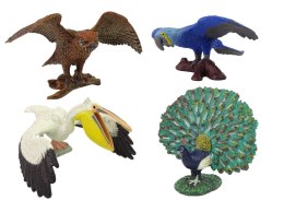 LEAN Toys Zestaw 4 Figurek Ptaki Świata Figurka Papuga Paw Pelikan