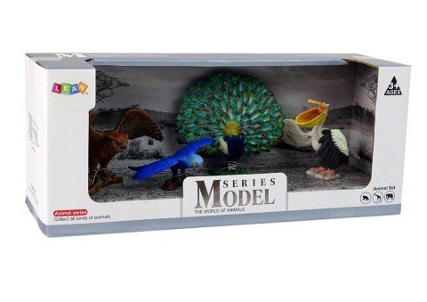 LEAN Toys Zestaw 4 Figurek Ptaki Świata Figurka Papuga Paw Pelikan LEAN Toys Zestaw 4 Figurek Ptaki Świata Figurka Papuga Paw Pelikan