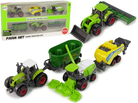 LEAN Toys Zestaw 6 Pojazdów Rolniczych Traktor Kombajn Metalowe Elementy LEAN Toys Zestaw 6 Pojazdów Rolniczych Traktor Kombajn Metalowe Elementy