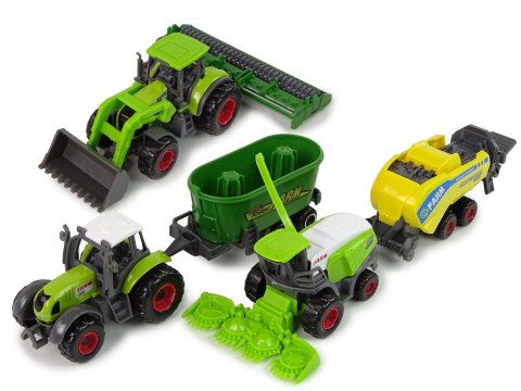 LEAN Toys Zestaw 6 Pojazdów Rolniczych Traktor Kombajn Metalowe Elementy LEAN Toys Zestaw 6 Pojazdów Rolniczych Traktor Kombajn Metalowe Elementy