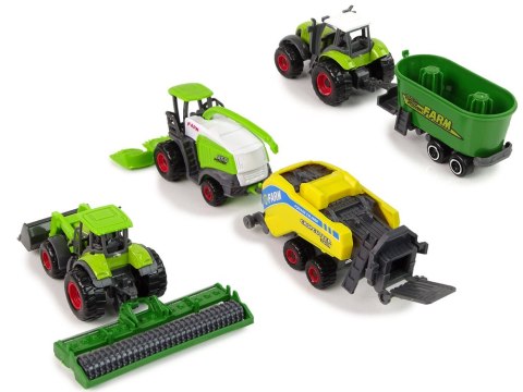 LEAN Toys Zestaw 6 Pojazdów Rolniczych Traktor Kombajn Metalowe Elementy LEAN Toys Zestaw 6 Pojazdów Rolniczych Traktor Kombajn Metalowe Elementy