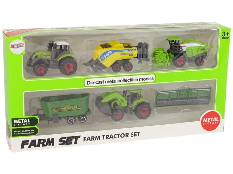LEAN Toys Zestaw 6 Pojazdów Rolniczych Traktor Kombajn Metalowe Elementy LEAN Toys Zestaw 6 Pojazdów Rolniczych Traktor Kombajn Metalowe Elementy
