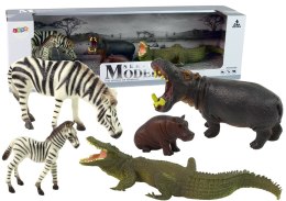 LEAN Toys Zestaw Figurek Afryka Dzikie Zwierzęta Hipopotam Zebry