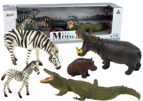 LEAN Toys Zestaw Figurek Afryka Dzikie Zwierzęta Hipopotam Zebry LEAN Toys Zestaw Figurek Afryka Dzikie Zwierzęta Hipopotam Zebry