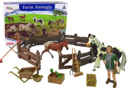 LEAN Toys Zestaw Figurek Farma Do Złożenia Drewniana Zagroda Konie