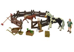 LEAN Toys Zestaw Figurek Farma Do Złożenia Drewniana Zagroda Konie