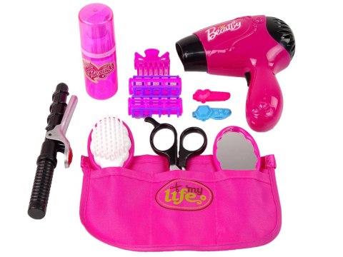 LEAN Toys Zestaw Fryzjerski Piękności Suszarka Lokówka Różowy LEAN Toys Zestaw Fryzjerski Piękności Suszarka Lokówka Różowy