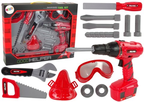 LEAN Toys Zestaw Majsterkowicza Wkrętarka Maseczka Piła Okulary LEAN Toys Zestaw Majsterkowicza Wkrętarka Maseczka Piła Okulary