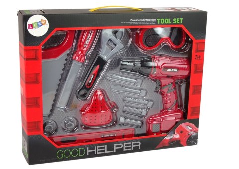 LEAN Toys Zestaw Majsterkowicza Wkrętarka Maseczka Piła Okulary LEAN Toys Zestaw Majsterkowicza Wkrętarka Maseczka Piła Okulary