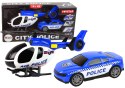 LEAN Toys Zestaw Pojazdów Helikopter Auto Policja Dźwięk Niebieskie