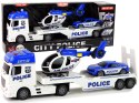 LEAN Toys Zestaw Policja Laweta Ciężarówka Autko Helikopter Dźwięk Światła