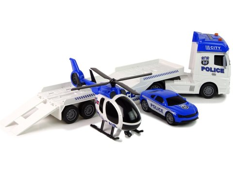 LEAN Toys Zestaw Policja Laweta Ciężarówka Autko Helikopter Dźwięk Światła LEAN Toys Zestaw Policja Laweta Ciężarówka Autko Helikopter Dźwięk Światła
