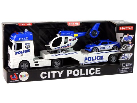 LEAN Toys Zestaw Policja Laweta Ciężarówka Autko Helikopter Dźwięk Światła LEAN Toys Zestaw Policja Laweta Ciężarówka Autko Helikopter Dźwięk Światła